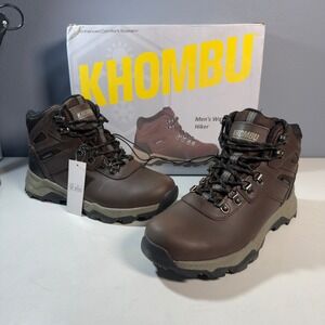 Khombu Kenny Hiking Boots Men Size 9 Brown New Waterproof Leather Memory Foam
